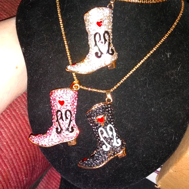Crystal Cowboy Boot Pendant Necklace